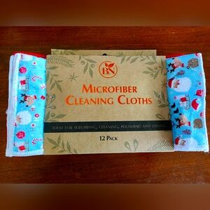 12 Microfiber Cleaning Cloths Santa Sleigh Reindeer Plaid NEW